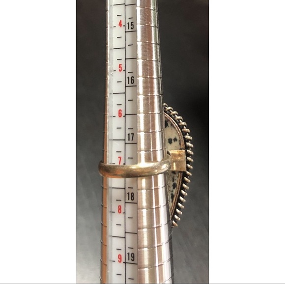 Vintage Dalmatian Jasper 925 Ring Size 7 1/4 - Picture 3 of 6